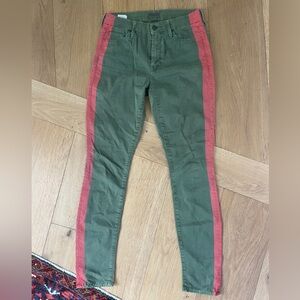 MOTHER Green and Red Straight Leg Jeans